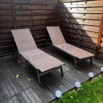 Aranżacja: Komplet aluminiowych leżaków z regulacją oparcia Erebu Brown 2szt