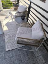 Aranżacja: Komplet dwóch foteli w stylu rope ze stolikiem Kibi Duo - Cream