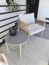 Aranżacja: Komplet dwóch foteli w stylu rope ze stolikiem Kibi Duo - Cream