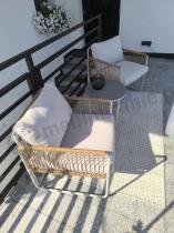 Aranżacja: Komplet dwóch foteli w stylu rope ze stolikiem Kibi Duo - Cream