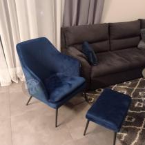 Aranżacja: Komplet fotel + podnóżek Egersund granatowy/czarny