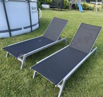 Aranżacja: Komplet leżaków na kółkach z regulowanymi oparciami Tebu - Black + Silver 2szt.