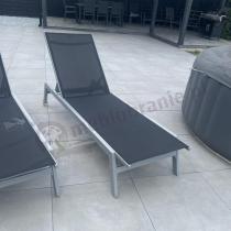 Aranżacja: Komplet leżaków na kółkach z regulowanymi oparciami Tebu - Black + Silver 2szt.
