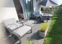 Aranżacja: Komplet mebli do ogrodu z aluminium - narożnik, fotele, pufy - Calamba Corner XL - Light Grey