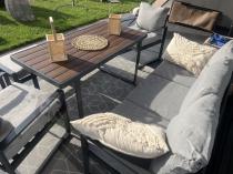 Aranżacja: Komplet mebli metalowych do ogrodu dla 7 osób ze stołem obiadowym - Panaon Dining Light Grey