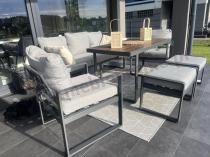 Aranżacja: Komplet mebli metalowych do ogrodu dla 7 osób ze stołem obiadowym - Panaon Dining Light Grey
