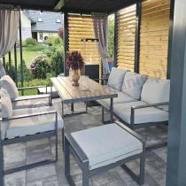 Aranżacja: Komplet mebli metalowych do ogrodu dla 7 osób ze stołem obiadowym - Panaon Dining Light Grey