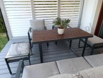 Aranżacja: Komplet mebli metalowych do ogrodu dla 7 osób ze stołem obiadowym - Panaon Dining Light Grey