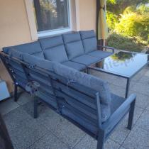 Aranżacja: Komplet mebli na taras - narożnik 184x239cm, 2 pufy, stół 120cm - Doros Corner XL - Dark Grey