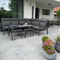 Aranżacja: Komplet mebli na taras - narożnik 184x239cm, 2 pufy, stół 120cm - Doros Corner XL - Dark Grey