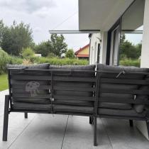 Aranżacja: Komplet mebli na taras - narożnik 184x239cm, 2 pufy, stół 120cm - Doros Corner XL - Dark Grey
