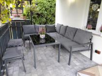 Aranżacja: Komplet mebli na taras - narożnik 184x239cm, 2 pufy, stół 120cm - Sodor Corner XL - Dark Grey