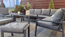 Aranżacja: Komplet mebli na taras - narożnik 184x239cm, 2 pufy, stół 120cm - Sodor Corner XL - Dark Grey