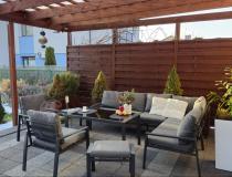 Aranżacja: Komplet mebli na taras - narożnik 184x239cm, 2 pufy, stół 120cm - Sodor Corner XL - Dark Grey