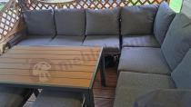 Aranżacja: Komplet mebli na taras - narożnik 184x239cm, 2 pufy, stół 120cm - Sodor Corner XL - Dark Grey Polywood
