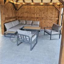 Aranżacja: Komplet mebli na taras - szary narożnik 220x220cm + 2 fotele - Panaon Corner - Grey Teak