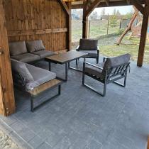 Aranżacja: Komplet mebli na taras - szary narożnik 220x220cm + 2 fotele - Panaon Corner - Grey Teak