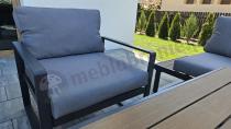 Aranżacja: Komplet mebli na taras - szary narożnik 220x220cm + 2 fotele - Panaon Corner - Grey Teak