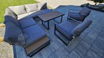 Aranżacja: Komplet mebli na taras - szary narożnik 220x220cm + 2 fotele - Panaon Corner - Grey Teak