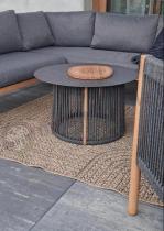 Aranżacja: Komplet mebli na taras aluminiowy dla 6 os. narożnik z fotelem i dwoma stolikami rope style premium Narello - Antraci