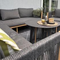 Aranżacja: Komplet mebli na taras aluminiowy dla 6 os. narożnik z fotelem i dwoma stolikami rope style premium Narello - Antraci