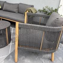 Aranżacja: Komplet mebli na taras aluminiowy dla 6 os. narożnik z fotelem i dwoma stolikami rope style premium Narello - Antraci