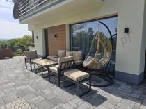 Aranżacja: Komplet mebli na taras dla 7 osób - sofa 175cm, fotele i pufy - Panaon Dining WB
