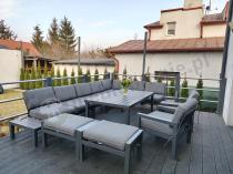 Aranżacja: Komplet mebli na taras z narożnikiem, fotelami i pufami - Calamba Corner XXL - Antracite