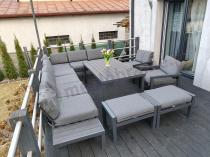 Aranżacja: Komplet mebli na taras z narożnikiem, fotelami i pufami - Calamba Corner XXL - Antracite