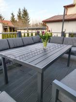 Aranżacja: Komplet mebli na taras z narożnikiem, fotelami i pufami - Calamba Corner XXL - Antracite