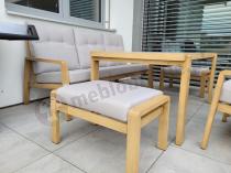 Aranżacja: Komplet mebli na taras z sofą, dwoma fotelami i pufami - imitacja drewna - Tavaro Dining Wood