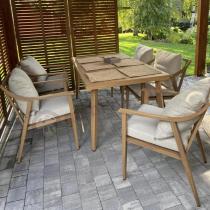 Aranżacja: Komplet mebli obiadowych na taras - stół i 6 krzeseł Else - Creme