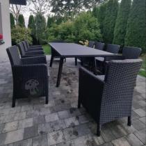 Aranżacja: Komplet mebli obiadowych na taras Kantara Comfort z rozkładanym stołem 160-240 cm i 10 fotelami