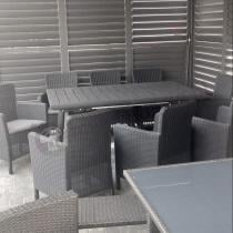 Aranżacja: Komplet mebli obiadowych na taras Kantara Comfort z rozkładanym stołem 160-240 cm i 10 fotelami