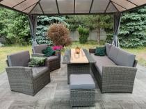 Aranżacja: Komplet mebli obiadowych z dużą sofą 186cm technorattan Cofete Dining – Dark Grey