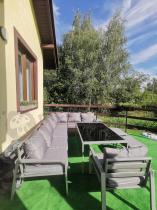 Aranżacja: Komplet mebli tarasowych dla 10 osób - narożnik, fotel i pufy - Sodor Corner XXL - Silver