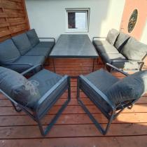 Aranżacja: Komplet mebli tarasowych dla 8 osób - 2 sofy, 2 fotele i wysoki stół ceramiczny 160cm - Panaon Grande Elite DG