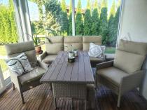 Aranżacja: Komplet mebli technorattan dla 7 osób ze stołem polywood Lirata Dining Natural