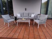 Aranżacja: Komplet mebli wypoczynkowych na taras - sofa 180cm rope style - Kostto Cafe White