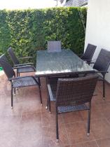 Aranżacja: Komplet mebli z technorattanu dla 6 osób Lautaro Dark Brown