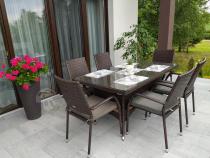 Aranżacja: Komplet mebli z technorattanu dla 6 osób Lautaro Dark Brown
