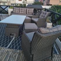 Aranżacja: Komplet mebli z technorattanu z regulowanymi fotelami i podnoszonym stołem 145x85 Fiorento - Antracite