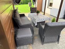 Aranżacja: Komplet mebli z technorattanu z regulowanymi fotelami i podnoszonym stołem 145x85 Fiorento Dining - Antracite Polywoo