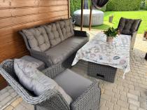 Aranżacja: Komplet mebli z technorattanu z regulowanymi fotelami i podnoszonym stołem 145x85 Fiorento Dining - Antracite Polywoo