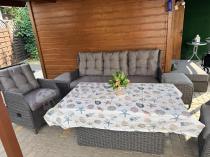 Aranżacja: Komplet mebli z technorattanu z regulowanymi fotelami i podnoszonym stołem 145x85 Fiorento Dining - Antracite Polywoo