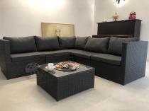 Aranżacja: Komplet ogrodowy z technorattanu FARLITO IX CORNER Anthracite & Ice Grey