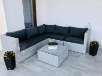 Aranżacja: Komplet ogrodowy z technorattanu FARLITO IX CORNER Ashen & Ice Grey