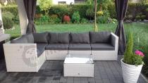 Aranżacja: Komplet ogrodowy z technorattanu FARLITO IX CORNER Ashen & Ice Grey