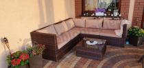 Aranżacja: Komplet ogrodowy z technorattanu FARLITO IX CORNER Brown Along & Latte