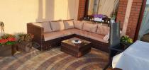 Aranżacja: Komplet ogrodowy z technorattanu FARLITO IX CORNER Brown Along & Latte